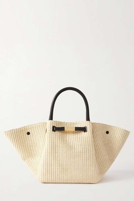 New York Leather-Trimmed Raffia Tote from DeMellier X NET Sustain