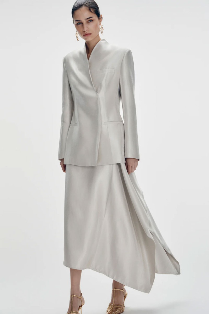 Asymmetric Midi Satin Skirt from Limé