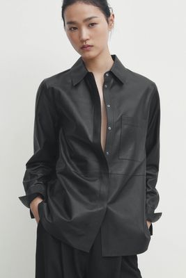 Nappa Leather Shirt With Pocket from Massimo Dutti