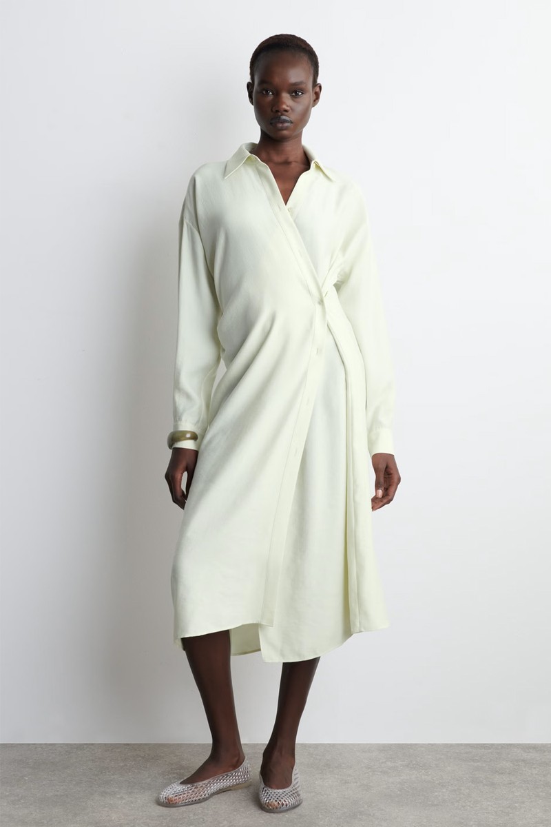 Wrap Midi Shirt Dress
