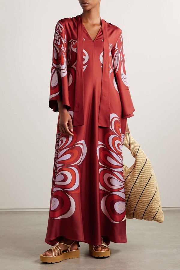 Icon Magnifico Printed Silk-Twill Maxi Dress from La DoubleJ