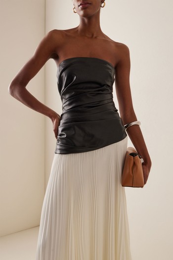 Aire Leather-Topped Plisse Maxi Dress from Simkhai