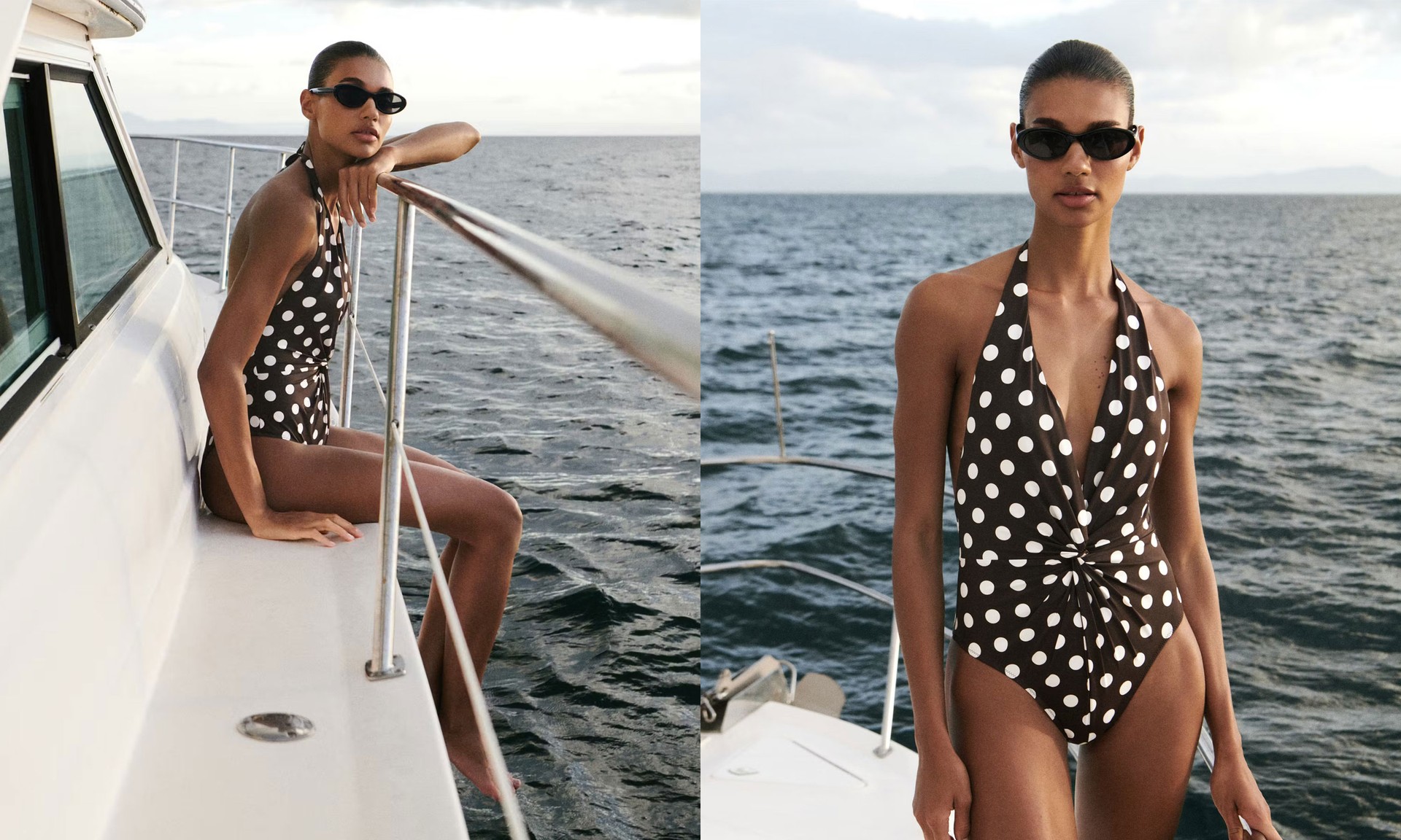 Halter Polka Dot Swimsuit from Mango