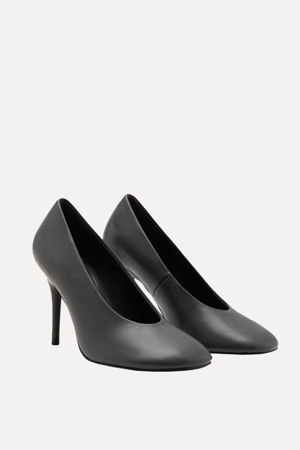 Round-Toe Leather High-Heeled Shoes from Mango