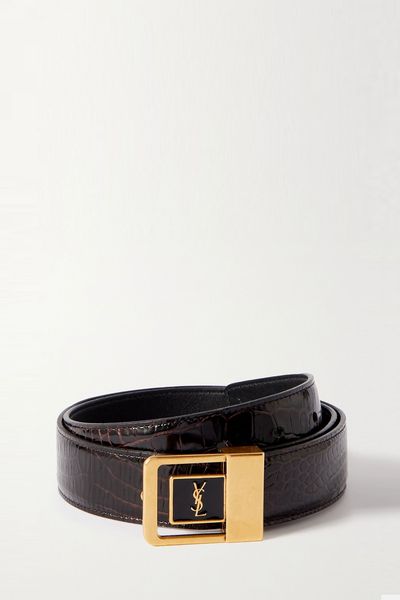 Croc-Effect Leather Belt from Saint Laurent