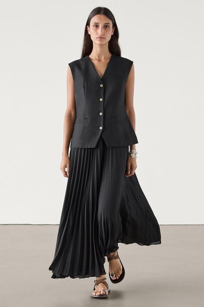 Long Pleated Waistcoat Dress