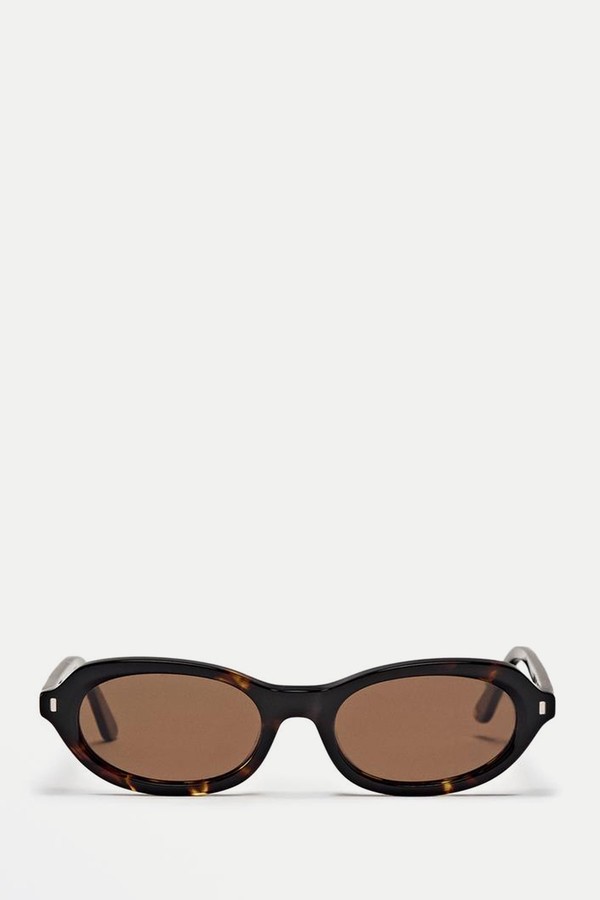 Tortoiseshell-Effect Mini Oval Sunglasses