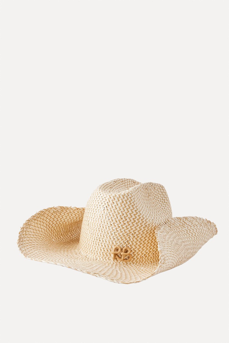 Cowboy Monogram-Embellished Straw Hat from RUSLAN BAGINSKIY