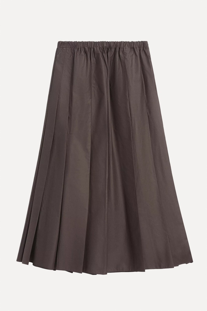 Box Pleat Technical Fabric Midi Skirt from Massimo Dutti