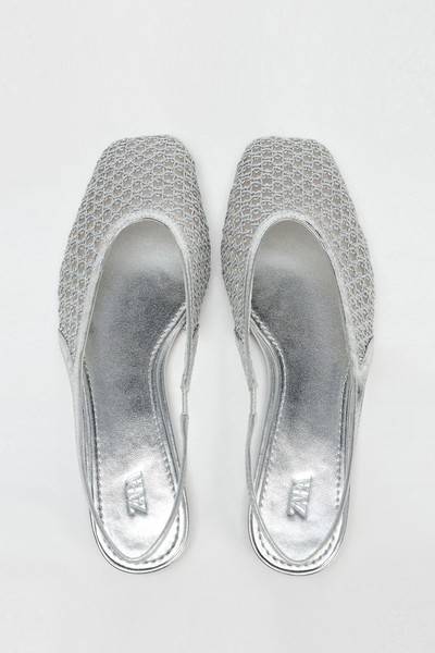 Metallic Mesh Slingback Shoes