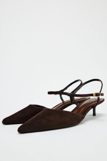 Suede Kitten Heel Slingback Shoes from Zara