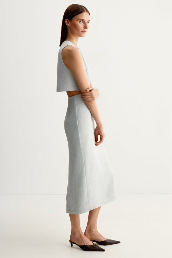 Linen Blend Midi Dress from 12 Storeez