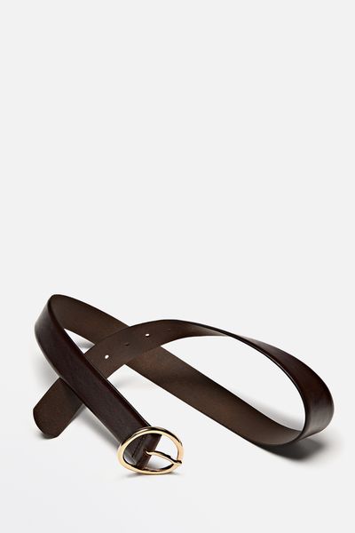 Leather Belt With Oval Buckle