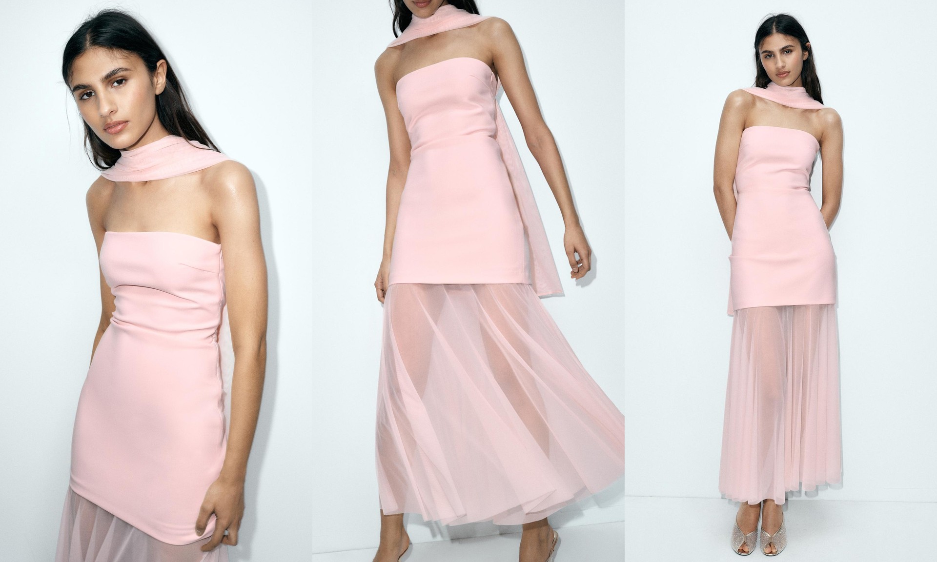 Strapless Combined Dress from Zara