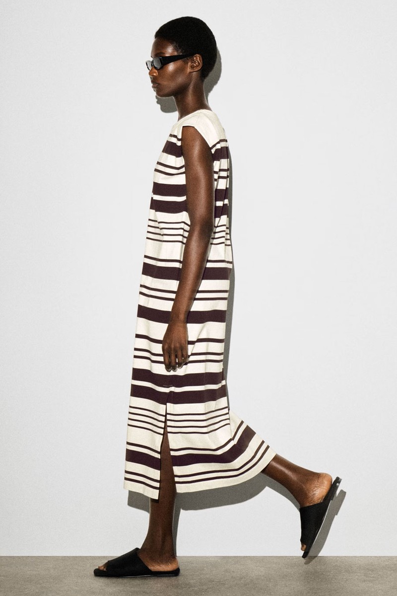 Folded-Shoulder Cotton-Jersey Midi Dress