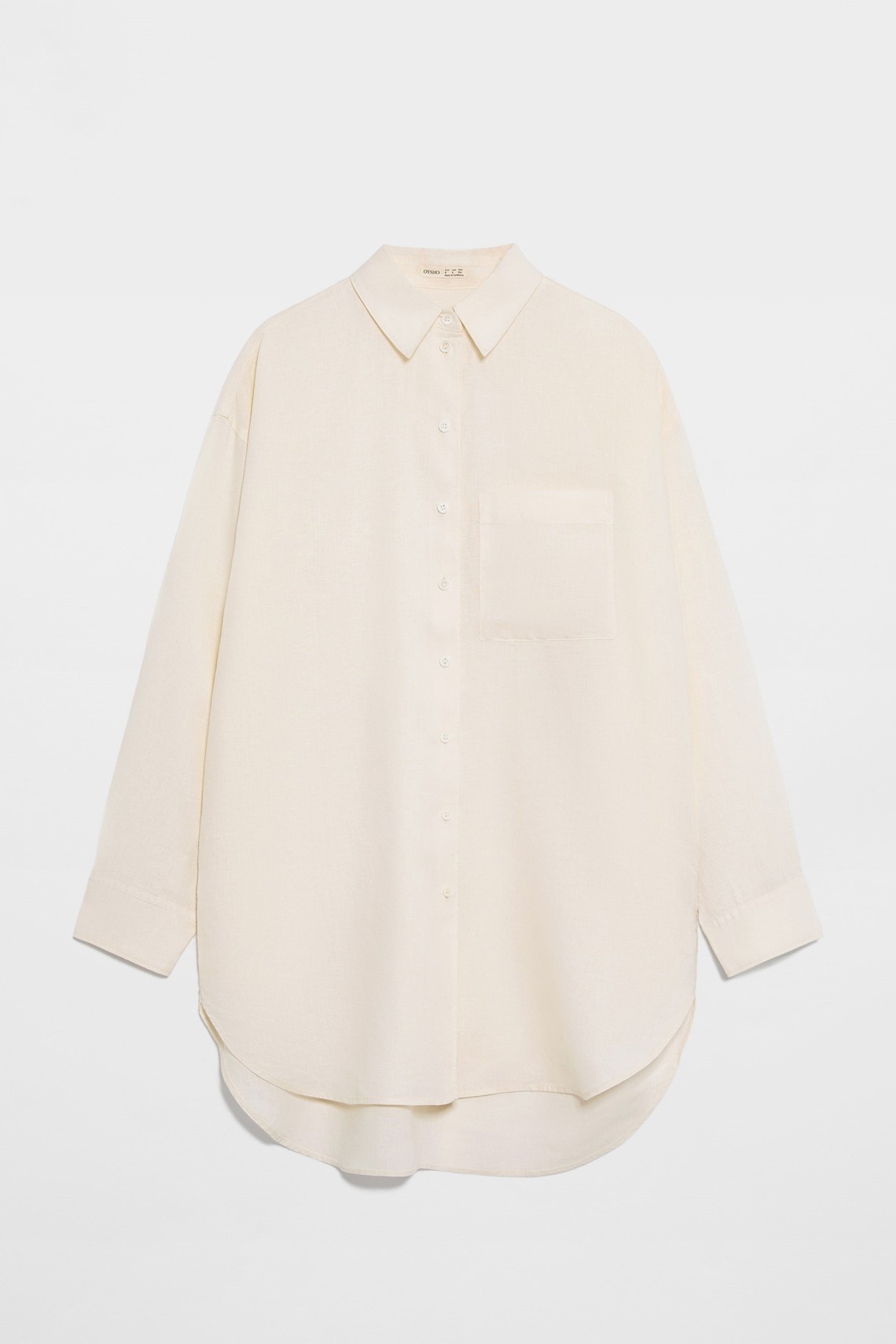 Oversize Long-Sleeved 100% Linen Shirt from Oysho