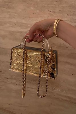 Eva Crushed Ice In Gold Mirror With Chain, AED 3,435