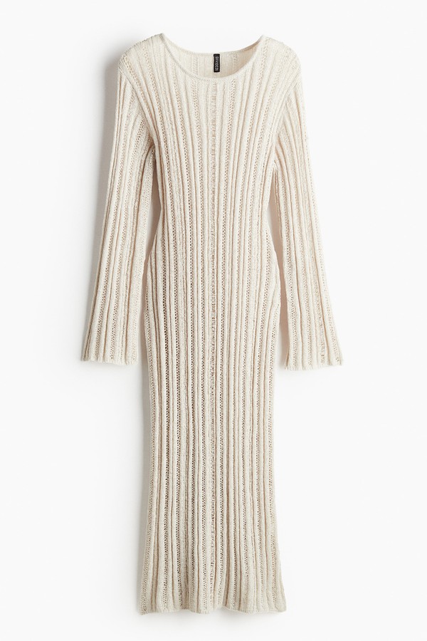 Ladder-Stitch-Look Knitted Dress
