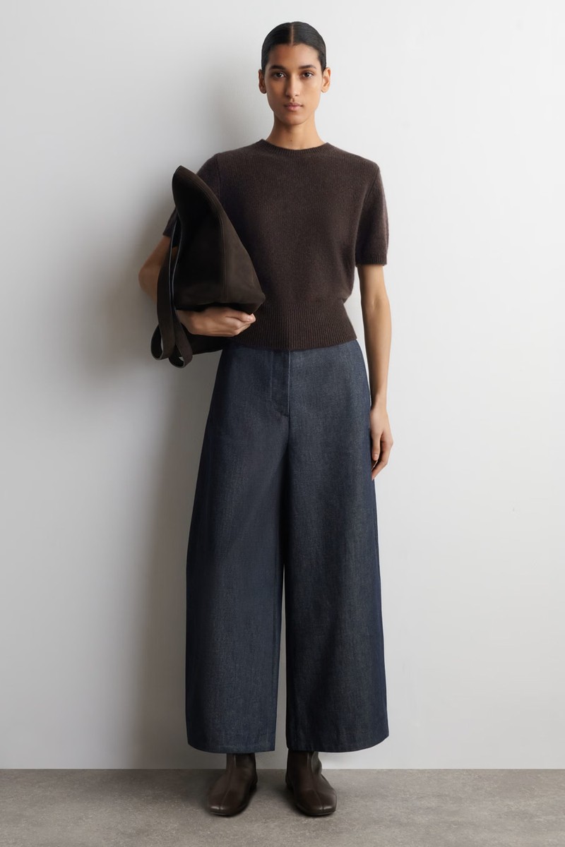 Raw Denim Cropped Barrel-Leg Trousers from COS