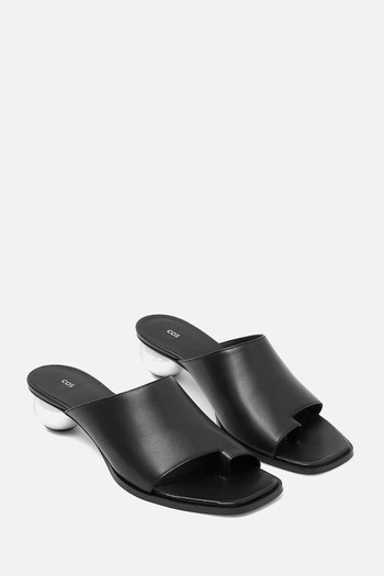 Sculptural-Heel Leather Mules