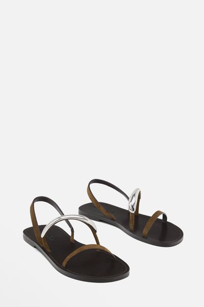 Flat Sandals With Metallic Embellishment from Massimo Dutti