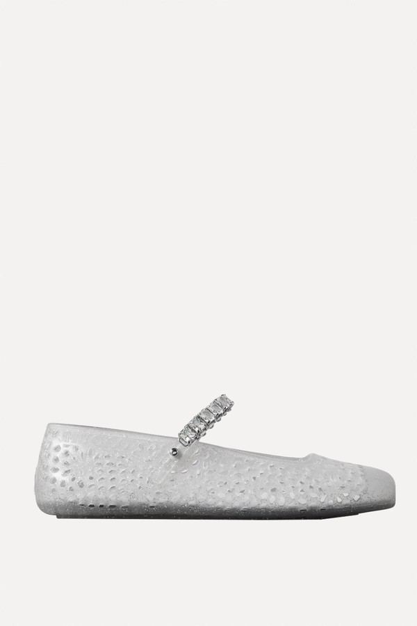 The Jelly Crystal-Embellished Glittered TPU Ballet Flats from JIMMY CHOO