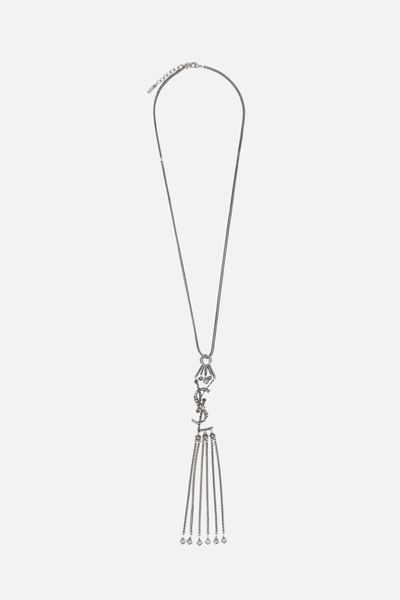 Monogram Textured Tassel Pendant Necklace from Saint Laurent