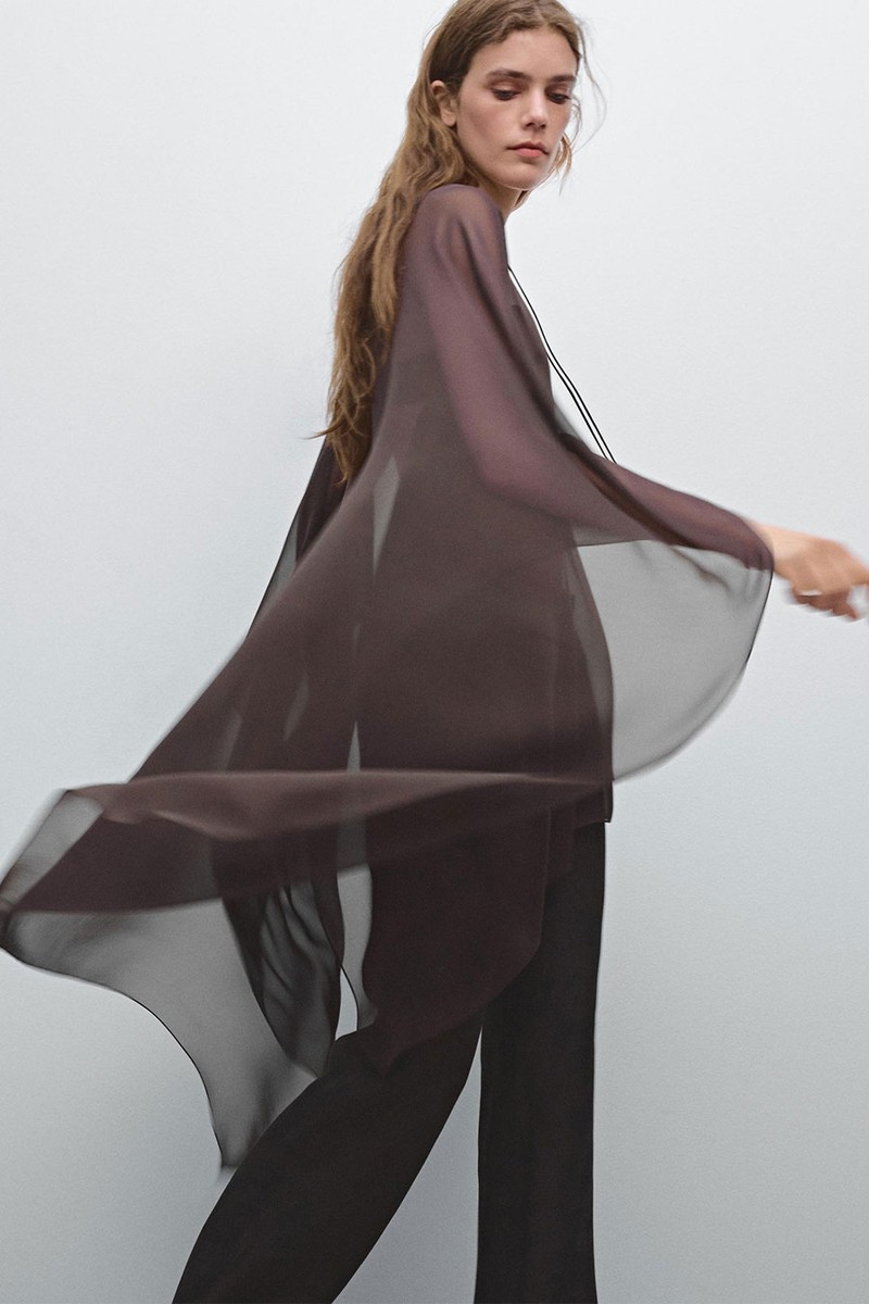 Flowing 100% Mulberry Silk Cape from Massimo Dutti