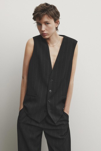 Oversized Pinstripe Suit Waistcoat