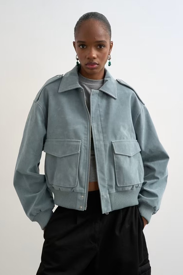 Faux Suede Zip Through Jacket from Topshop