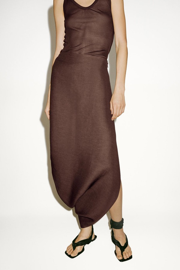 Midi Skirt With Asymmetric Hem from Massimo Dutti