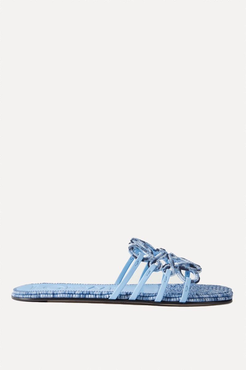 Leather-Trimmed Embroidered Canvas Slides from LOEWE X Paula's Ibiza