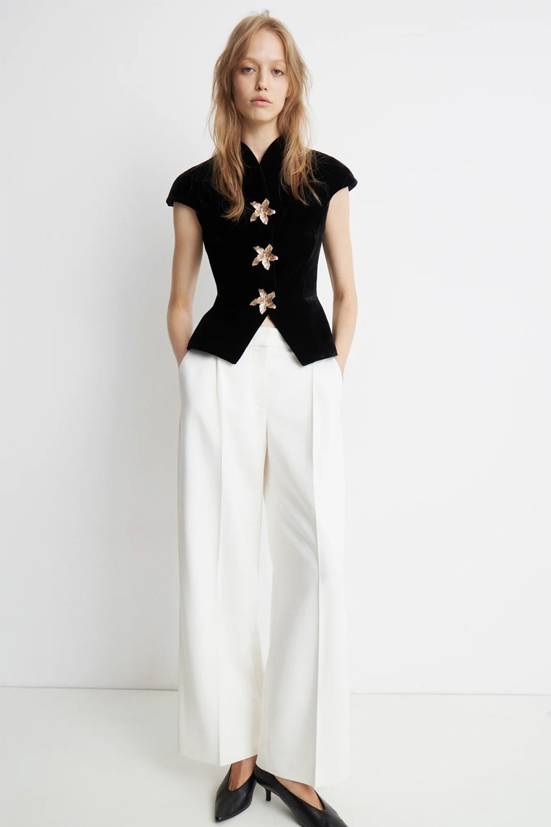 Textured Button-Detail Vest from Limé