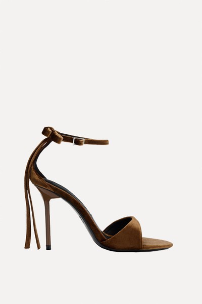 Velvet Effect Heeled Sandals from Zara