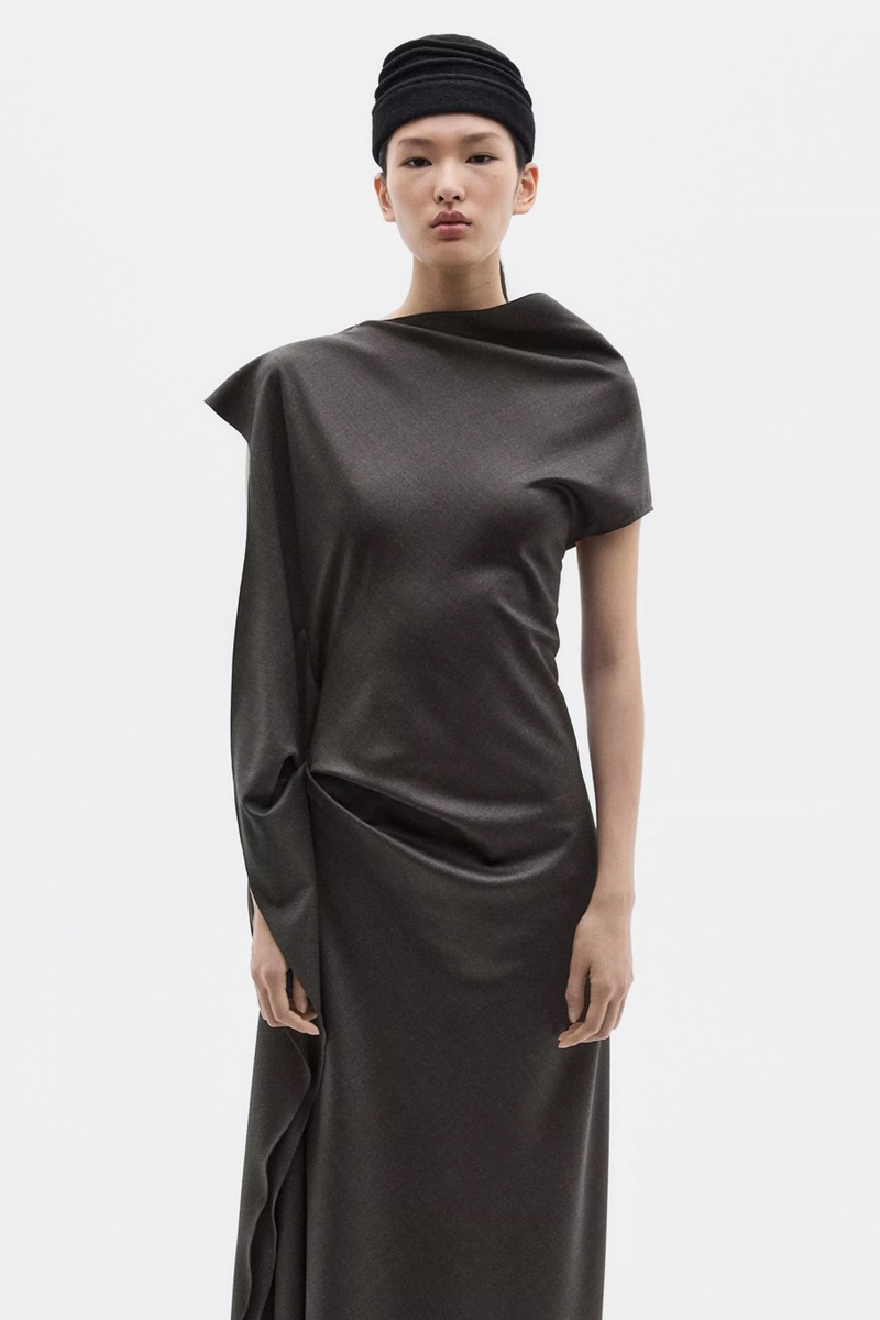 Long Dress With Neck Detail from Massimo Dutti