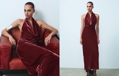 Open-Back Velvet Dress from Zara