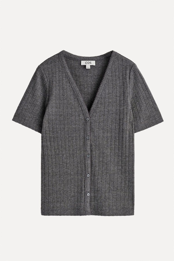 Pointelle-Knit Short-Sleeved Cardigan from COS