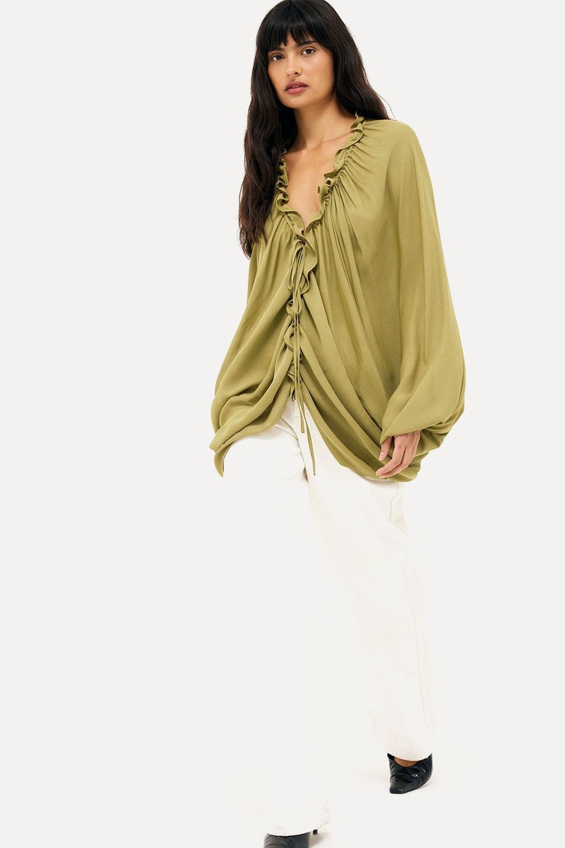 Draped Ruffle Detail Blouse