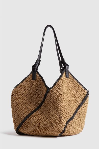Farrah Woven Diagonal Seam Tote Bag from Reiss