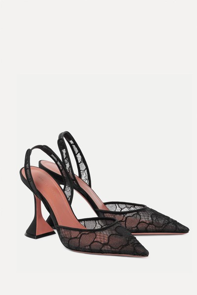 Holli 95 Lace Slingback Pumps from Amina Muaddi