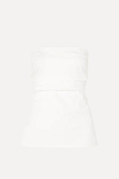 Strapless Tie-Back Ruched Cotton-Blend Top from St.Agni