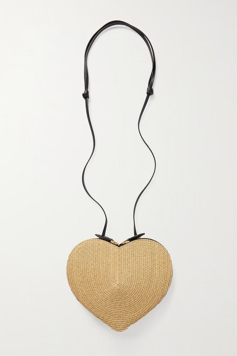 Le Coeur Leather-Trimmed Raffia Shoulder Bag from Alaïa