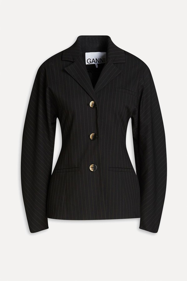 Pinstriped Twill Blazer from Ganni