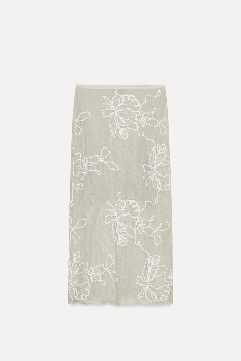  Semi Sheer Textured Knit Skirt