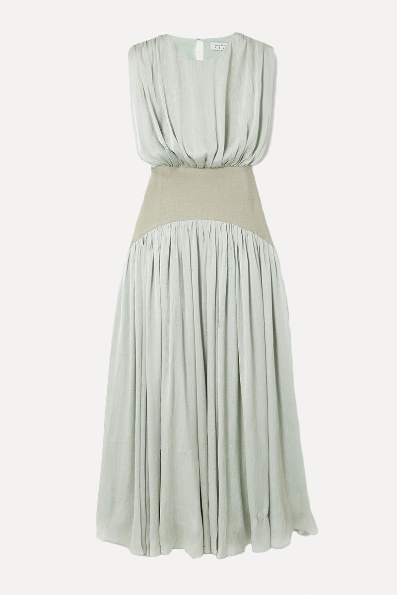 Suri Pleated Twill-Trimmed Crepon Gown from Abadia