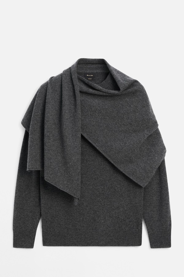 100% Wool Sweater With Scarf from Massimo Dutti