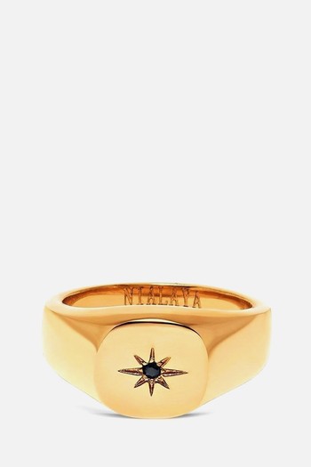 Skyfall Starburst Signet Ring from Nialaya Jewelry