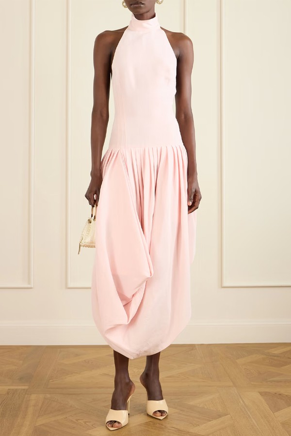 Pleated Draped Silk Halterneck Midi Dress from Magda Butrym