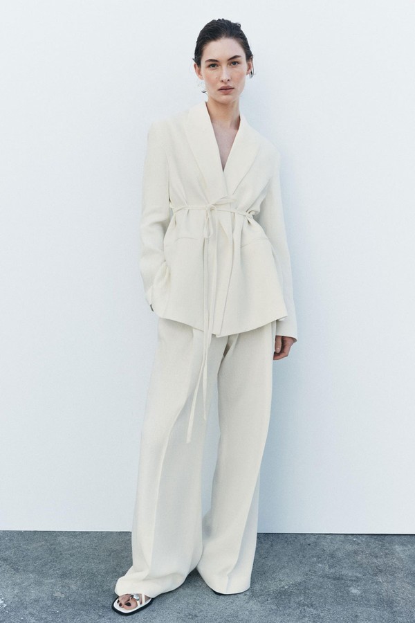 Darted Linen Blend Trousers