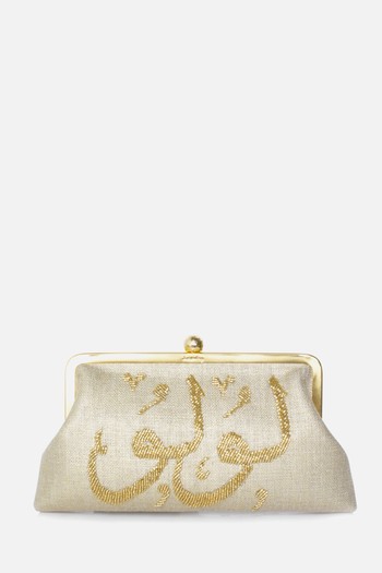 Customized Calligraphy Gold Classic Clutch from Sarah's Bag